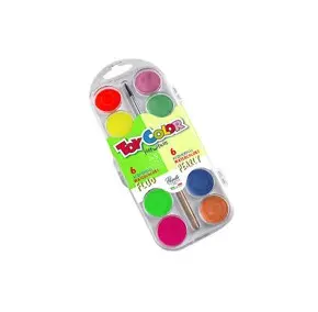12 Colors Stone Watercolor Paint Set (6 Dark Colors + 6 Light Colors) with Brush