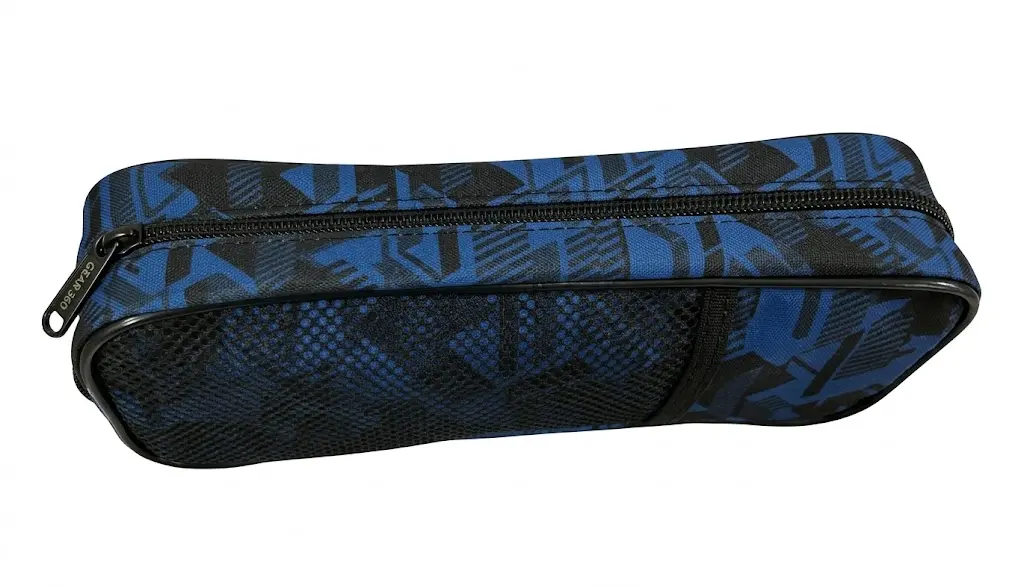 Geo Sport Blue Mesh Pocket Pencil Case - Polyester PM24441