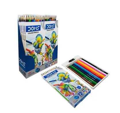 Doms 12 Long Colored Pencils Set with Sharpener