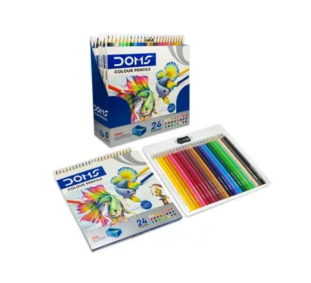 Doms 24 Long Colored Pencils Set with Sharpener