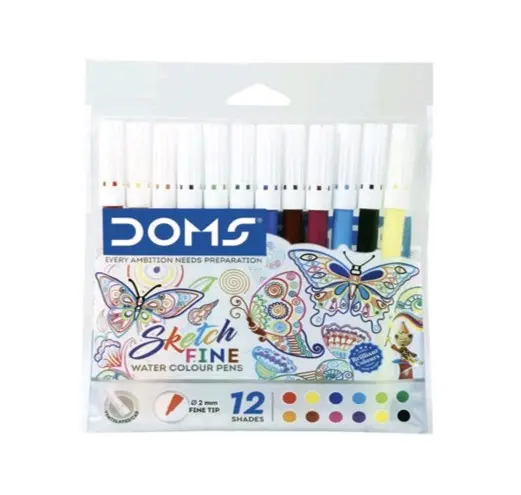 Doms Long Sketch Pens Set – 12 Colors
