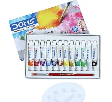 Doms Water Colors Tubes Set – 6 Colors with Palette