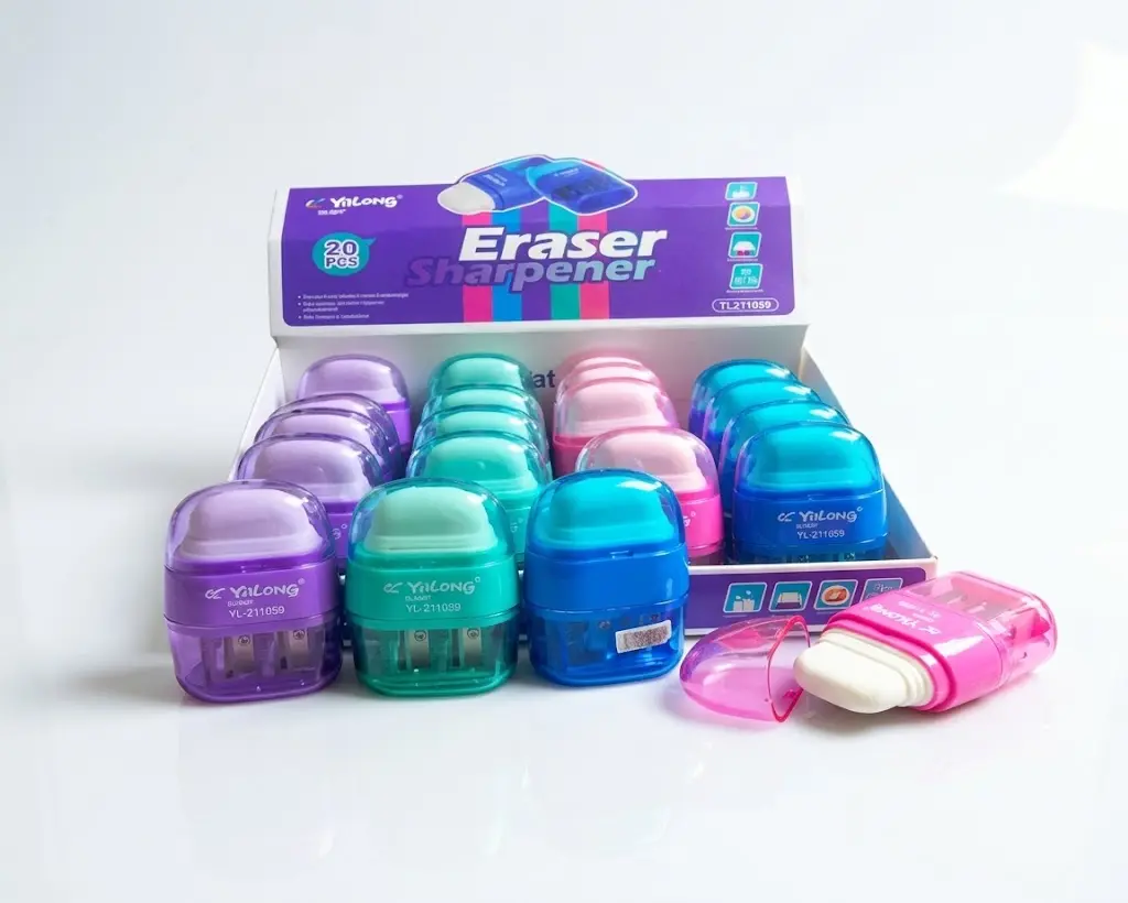 Yalong Plastic 2-Hole Pencil Sharpener with Eraser