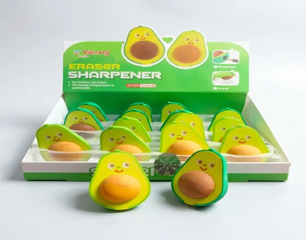 Yalong Kiwi-Shaped Plastic Sharpener with Eraser