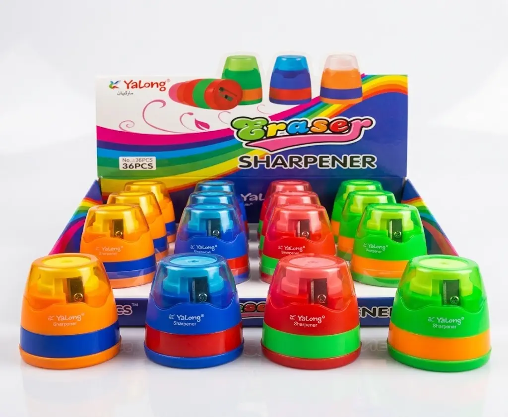Yalong 2-Hole Plastic Sharpener with Eraser – Circle Design