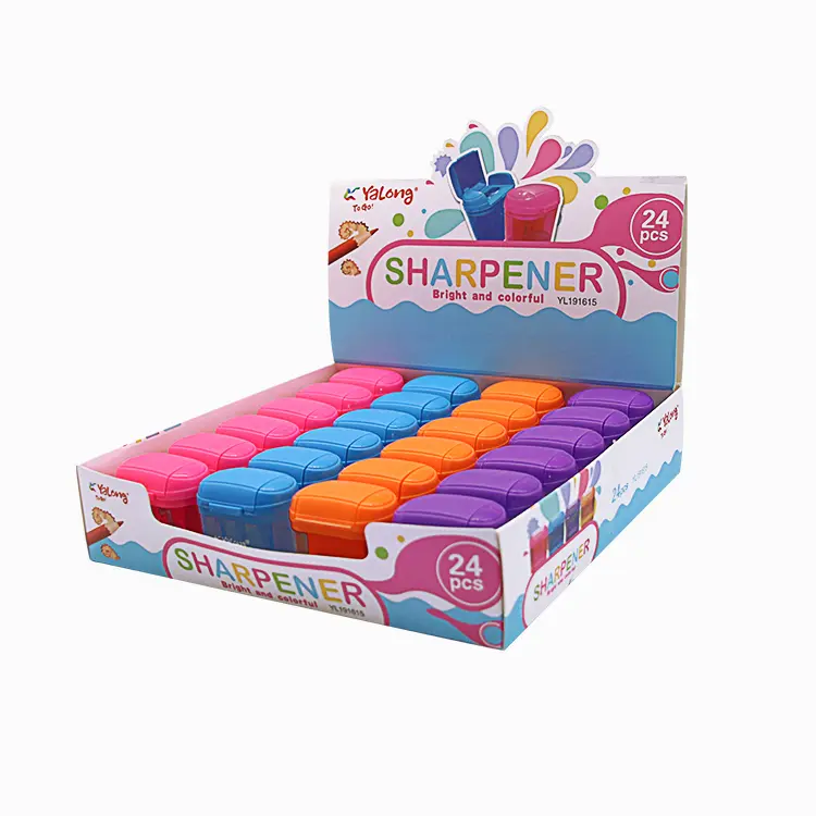 Yalong Plastic 2-Hole Pencil Sharpener with Cover – 4 Colors