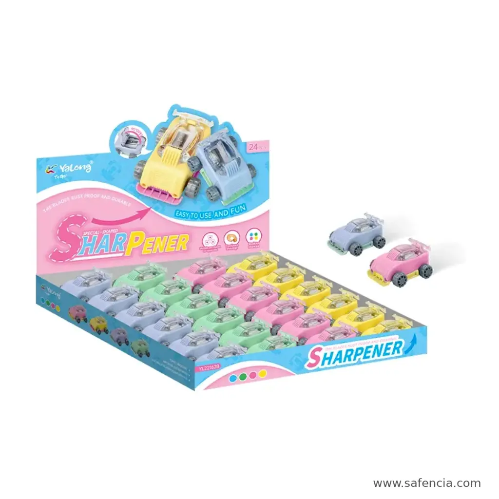 Yalong Car-Shaped Plastic Pencil Sharpener – Single Piece