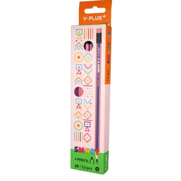 Y-Plus SMART 2B Pencils with Eraser Pink/Violet Box of 12 PX250400