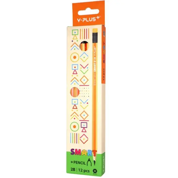 Y-Plus SMART 2B Pencils with Eraser Orange/Yellow Box of 12 PX250410