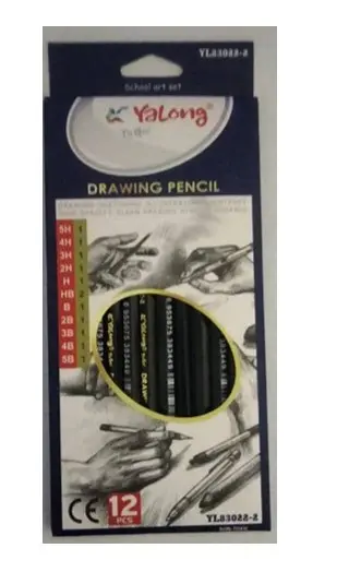 Yalong Sketching Pencil Set 12 Grades Black - 12 Pieces