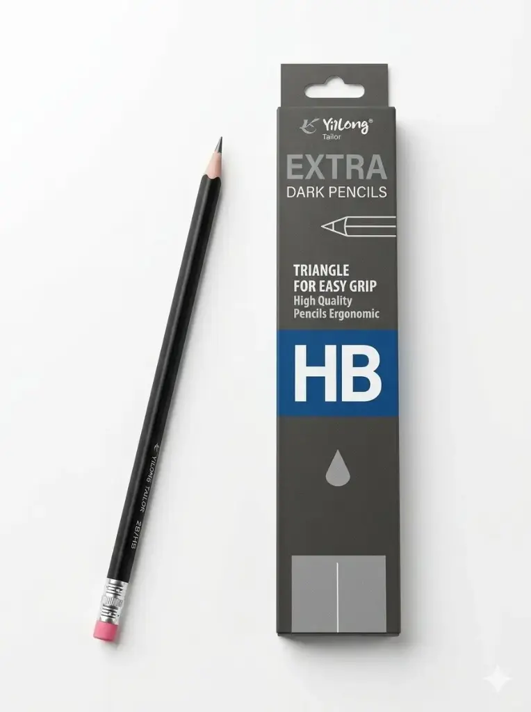 Yalong Graphite Pencils with Eraser 12-Piece Box Grey YL-97
