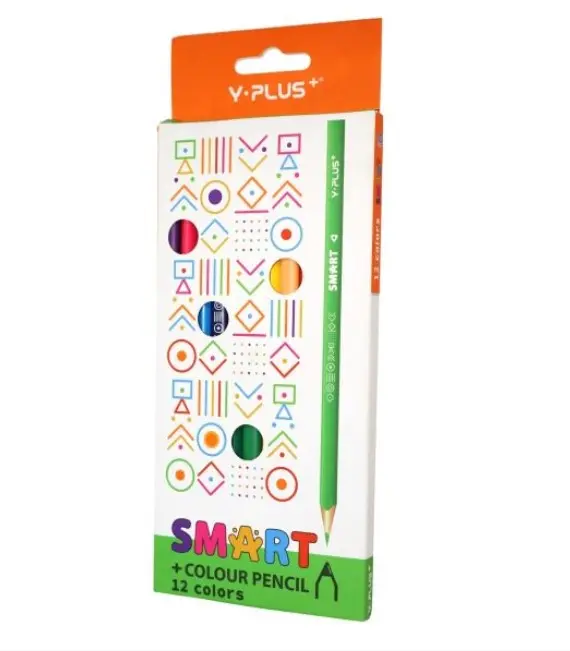 Y-Plus SMART Long Wooden Colored Pencils Set 12 Colors Cardboard Box PC250100