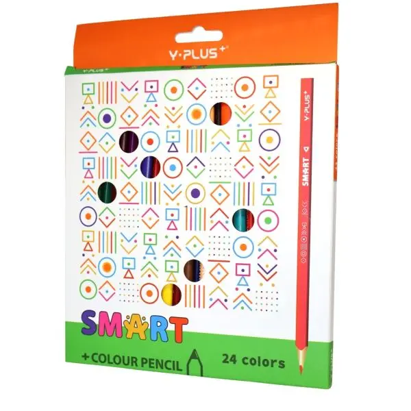 Y-Plus SMART Long Wooden Colored Pencils Set 24 Colors Cardboard Box PC250200