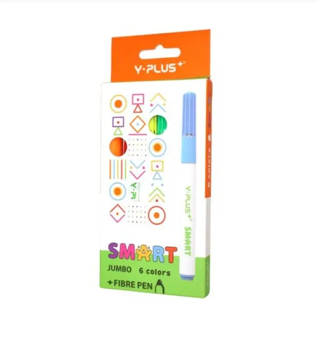 Y-Plus SMART Jumbo Long Tip Marker Set 6 Colors Cardboard Box FP250300