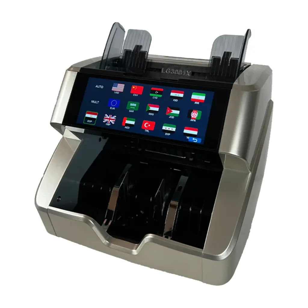 ماكينة عد وكشف تزوير النقود LG3001X MIX بشاشة لمس ودعم 20 عملة
