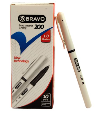 اقلام برافو 200 لون اسود علبة 10 قلم