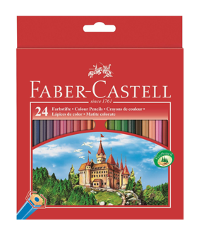Faber-Castell 24-Color Long Wooden Colored Pencils – Cardboard Box