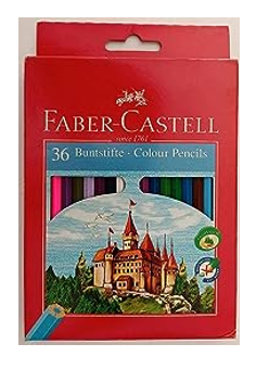 Faber-Castell Colored Pencils Set, 36 Long Colors, Cardboard Box
