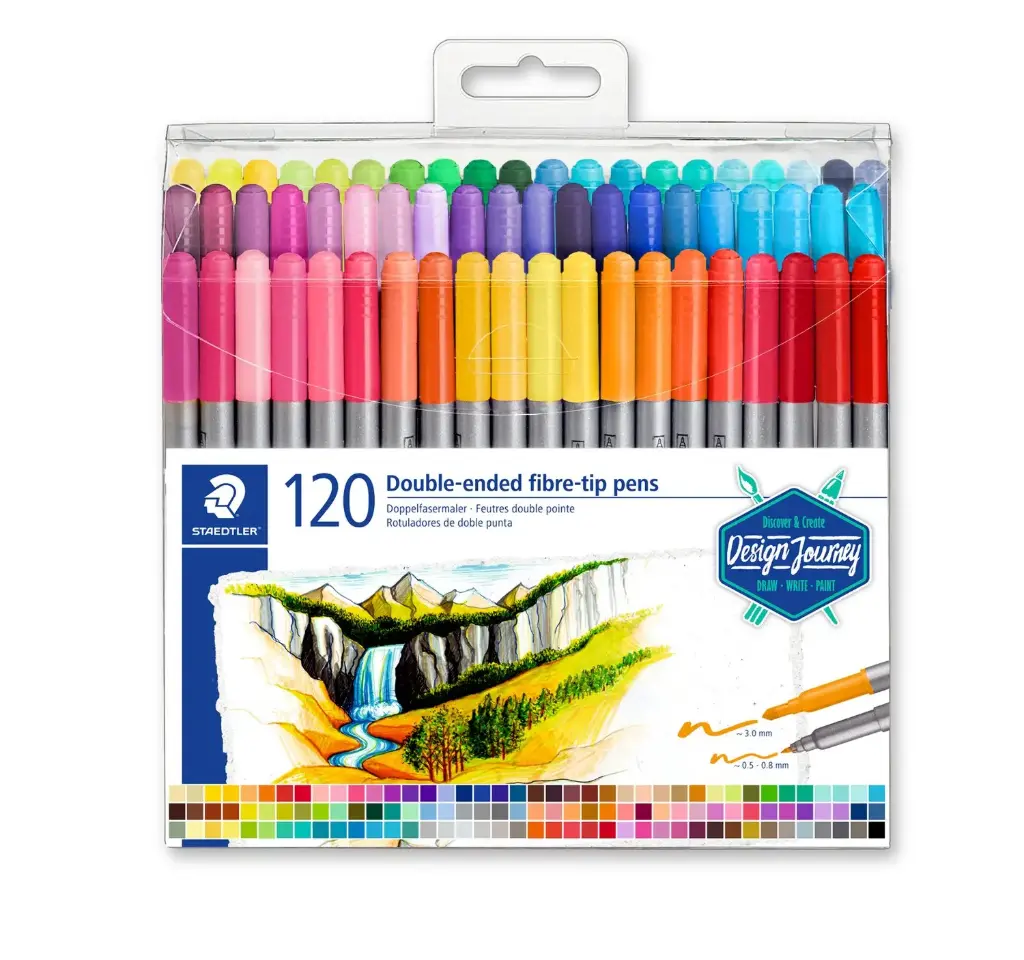 STAEDTLER Double-Ended Fibre-Tip Pens – 120 Pieces