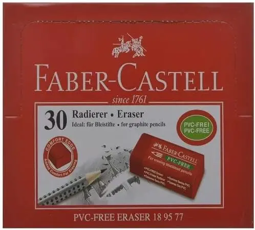 Faber-Castell PCV Free Box Eraser Red 30 Pieces
