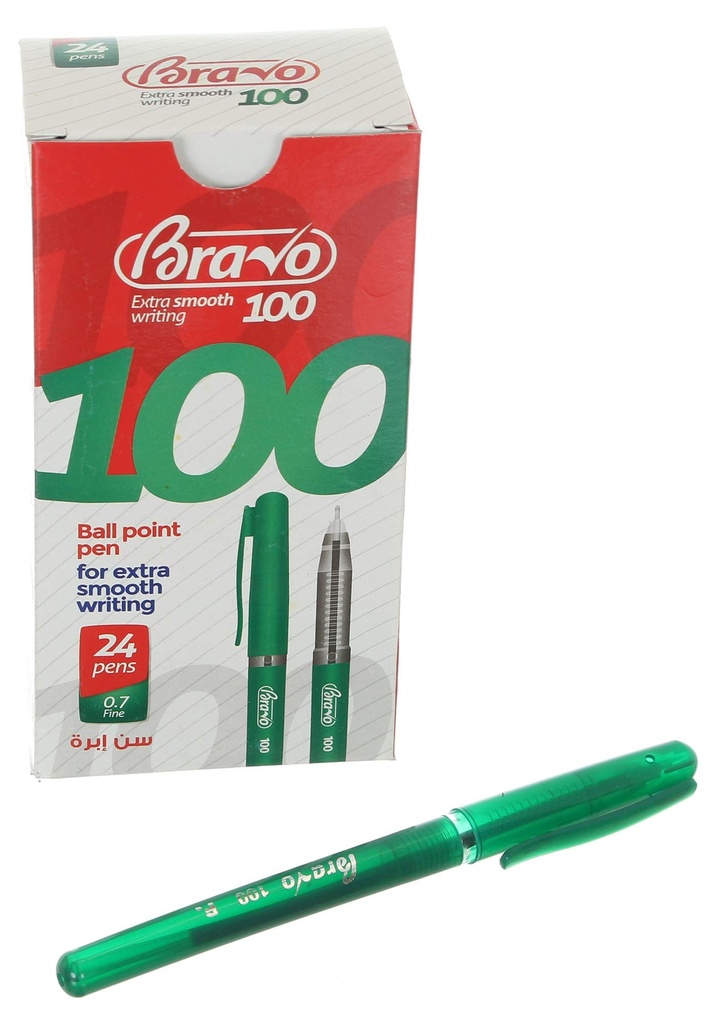 اقلام برافو 100 لون اخضر علبة 25 قلم