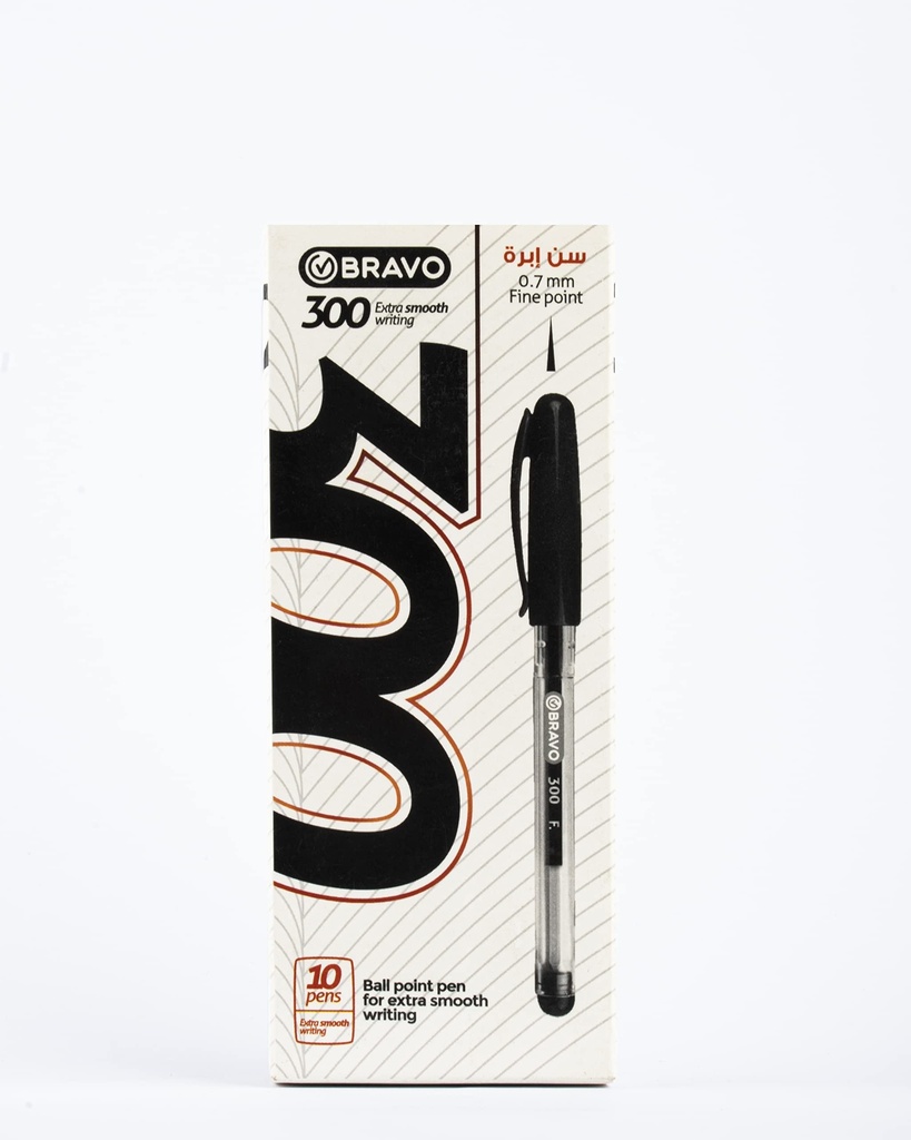 Bravo ballpoint pen 0.7 mm model 300 black pack of 10 pcs