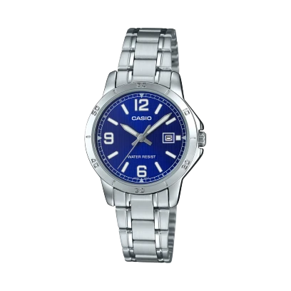 Casio Stainless Steel Triple-Fold Clasp Watch LTP-V004D-2BUDF