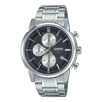 Casio Stainless Steel One-Touch 3-Fold Clasp Watch MTP-E510D-1A2VDF