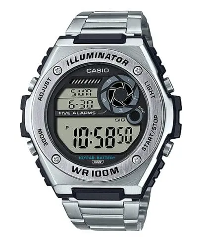 Casio Stainless Steel Triple-Fold Clasp Watch MWD-100HD-1AVDF