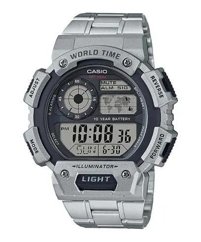 Casio Stainless Steel Triple-Fold Clasp Watch AE-1400WHD-1AVDF
