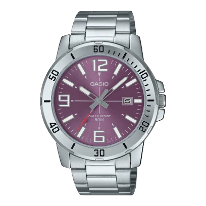 Casio Stainless Steel Triple-Fold Clasp Watch MTP-VD01D-6BVUDF