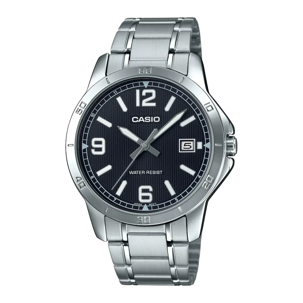 Casio Stainless Steel Triple-Fold Clasp Watch MTP-V004D-1B2UDF