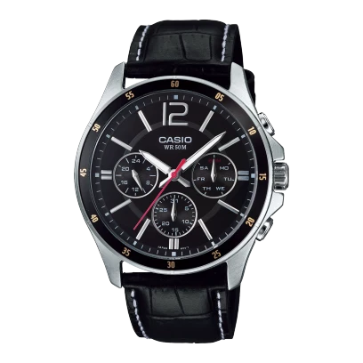ساعة كاسيو بسوار جلد أصلي موديل MTP-1374L-1AVDF