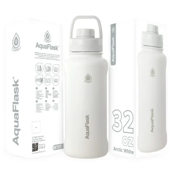 Aqua Flask Regular Water Bottle 32oz 946 ML Arctic White AF-T29
