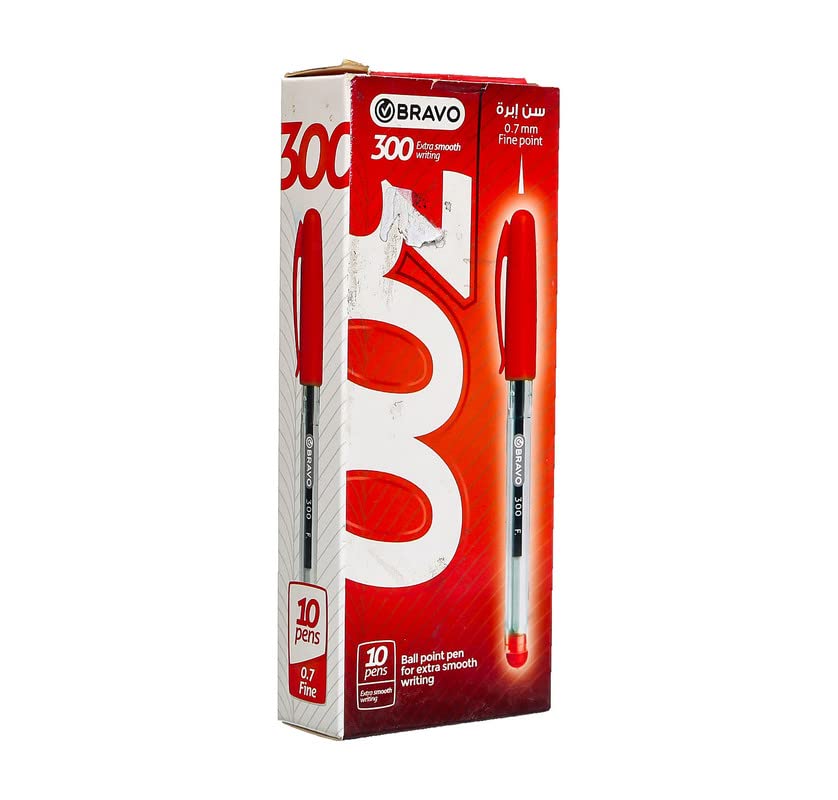 اقلام برافو 300 لون احمر علبة 10 قلم