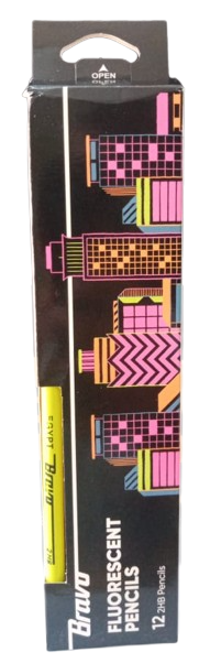 برافو قلم رصاص فلورسنت استيكة علبة 12 قلم