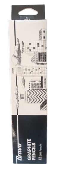 برافو قلم رصاص جرافتيى استيكة  علبة 12 قلم