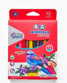 AG Short Colored Pencils Box – 12 Colors with Pencil Sharpener