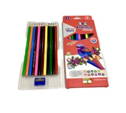 علبه الوان خشب 12 لون طويل و براية AG