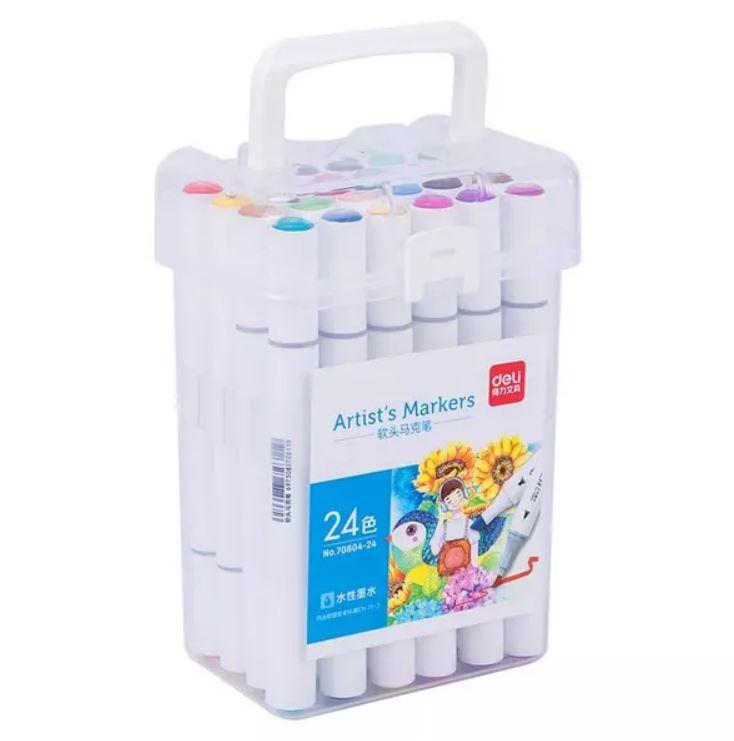 ديلي علبة اقلام ماركر دراجات 24 قلم 2مزدوج السن مشطوف وعادى