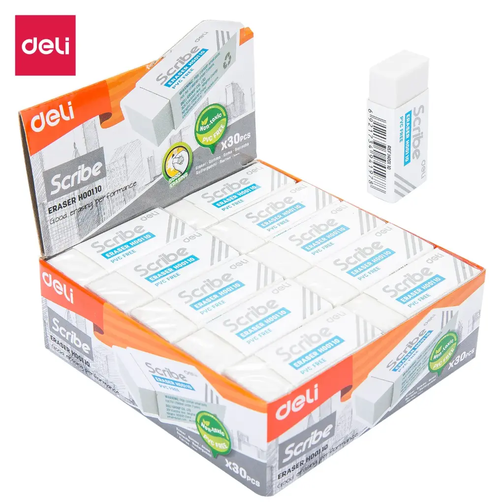Deli White Eraser EH00110 – 30-Piece Pack