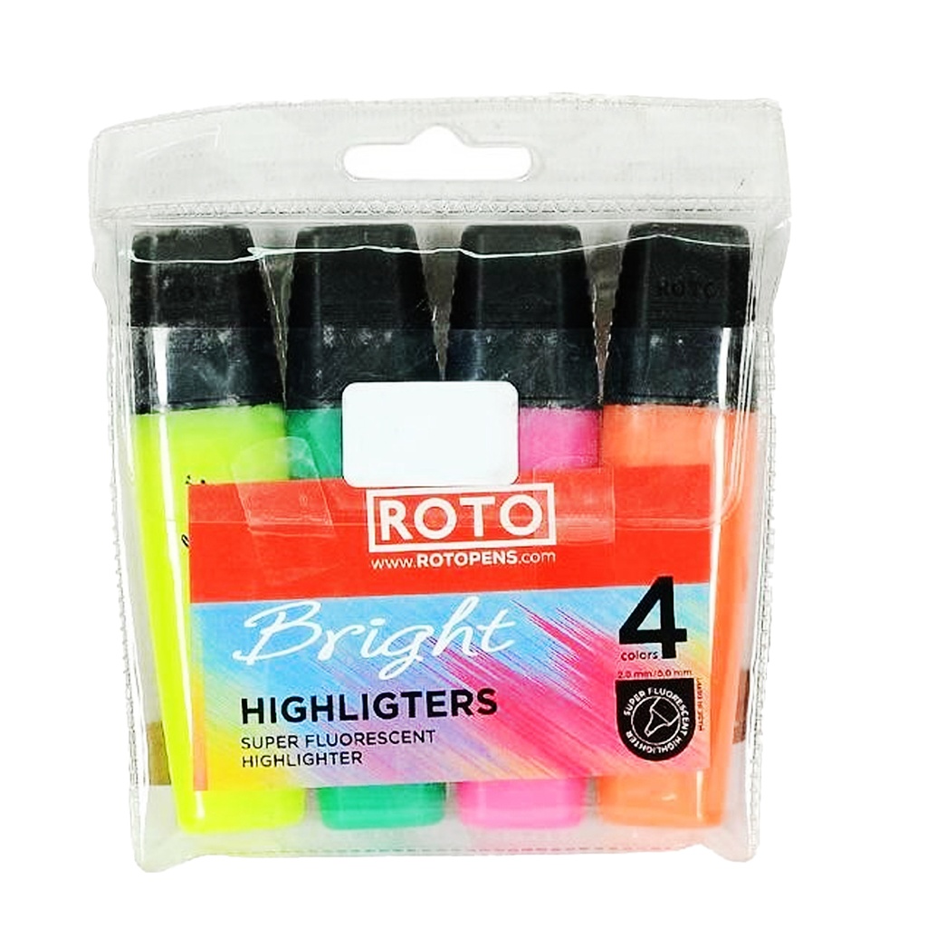 Roto bright text highlighter set of 4 markers 2-6mm - multicolor