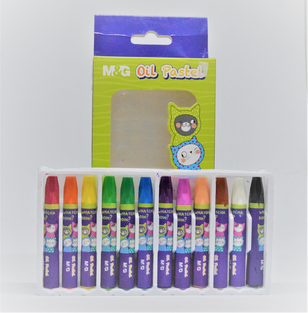 علبة الوان شمع اويل باستل جامبو ام اند جي 12 لون