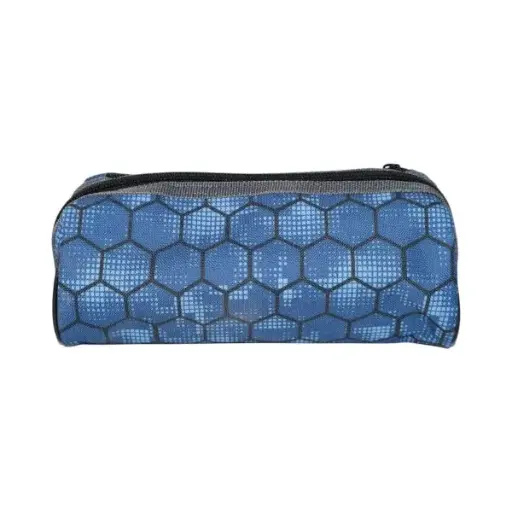 Hex Halftone Blue Double Zip Pencil Case - Polyester PM23262