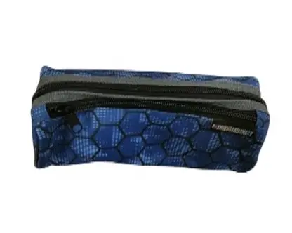 Hex Halftone Blue Double Zip Pencil Case - Polyester PM23262
