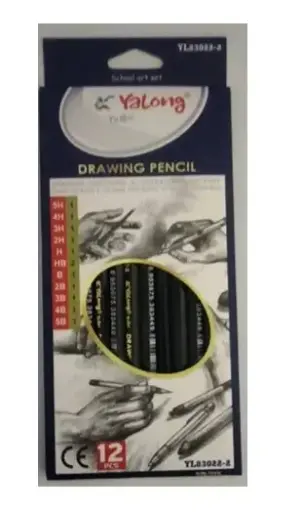 Yalong Sketching Pencil Set 12 Grades Black - 12 Pieces