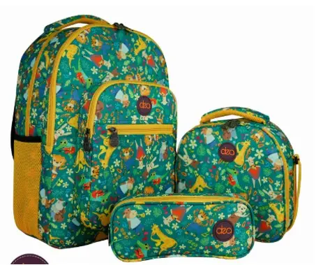 DEA TRIO 18-Inch School Backpack Set with Lunch Bag & Pencil Case - Green