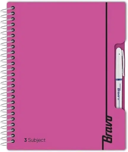 Bravo Notebook New 3 Subject 126 Sheets Plastic Cover Single Piece