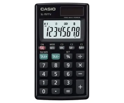آلة حاسبة عملية كاسيو موديل SL-797TV-BK-W-DP