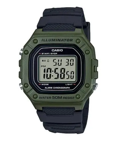 ساعة كاسيو بسوار ريسين W-218H-3AVDF
